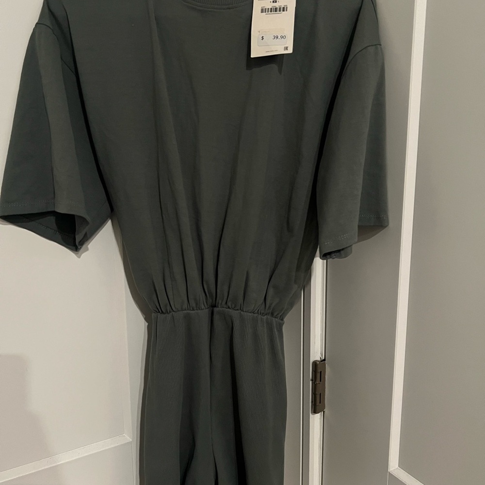 Zara Sage Green Biker Short Jumper